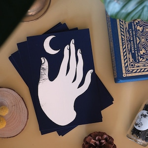 Feuille d’argent Hand & Moon Cartes postales pour amis, familles / idées cadeaux / cartes de vœux