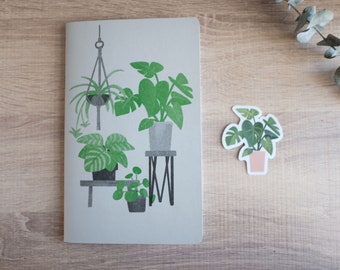 Plant lady notebook + Sticker set / Best gift for plant lover