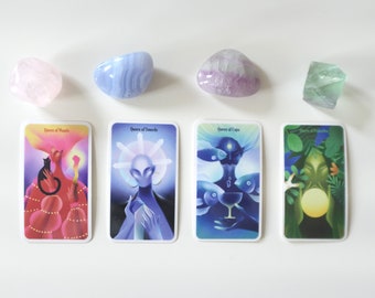 Mini Tarot Queens Stickers，Queen of Pentacles, Queen of Wands, Queen of Cups, Queen of Swords | Laptop Sticker | Gift Ideas