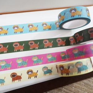 Cute Cat Washi Tape Set of 4 - Decorative Adhesive Tapes for Scrapbooking, Journaling and Crafts