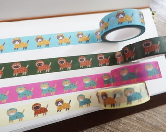 Cute Cat Washi Tape Set of 4 - Decorative Adhesive Tapes for Scrapbooking, Journaling and Crafts