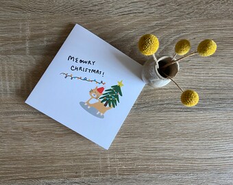 Meowry Christmas Card: Cat Lover Holiday Card