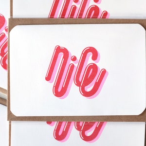 NICE Grußkarte (Klein) - Risograph Blumen Grußkarten | Gänseblümchen Grußkarte für Freunde, Familien und Kinder, Geschenkidee