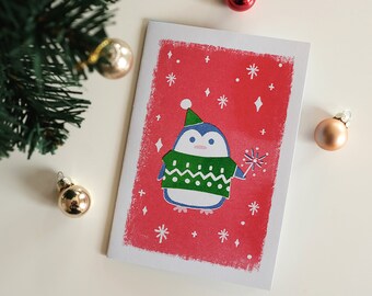 Holiday Animal Cards Series | Polar Bear and Penguin | 4 Options | Holiday Theme Gift Ideas for Family and Friends