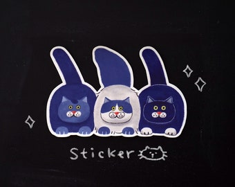 Tiger Cats Sticker - Waterproof Sticker / Cute cat pin for Cats lover /