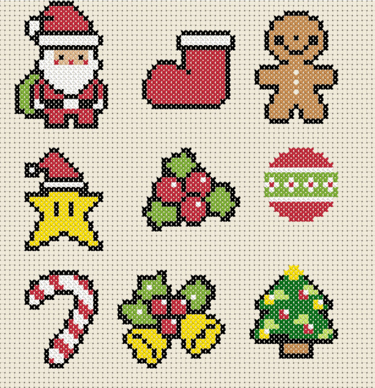 9 Mini Christmas Cross Stitch Patterns Easy Cross Stitch Etsy