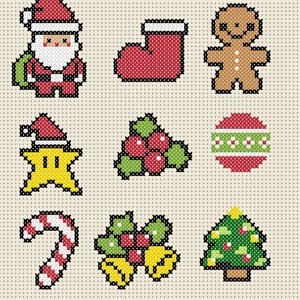 9 Mini Christmas Cross Stitch Patterns Easy Cross Stitch Modern Cross