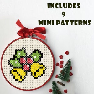 9 Mini Christmas Cross Stitch Patterns | Easy Cross Stitch | Modern Cross Stitch Pattern PDF