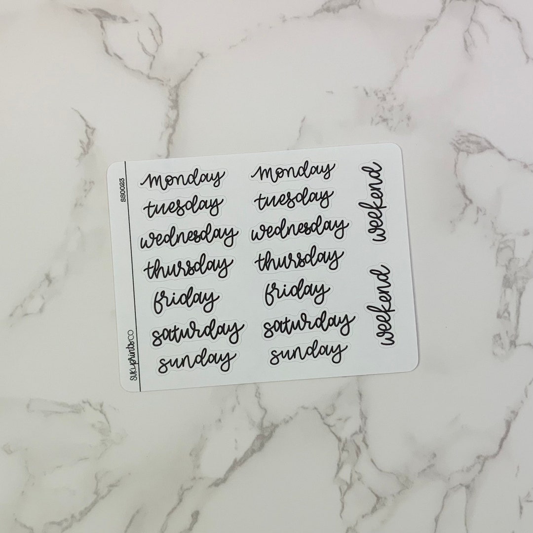 Days of the Week Lettering Sheet - Etsy
