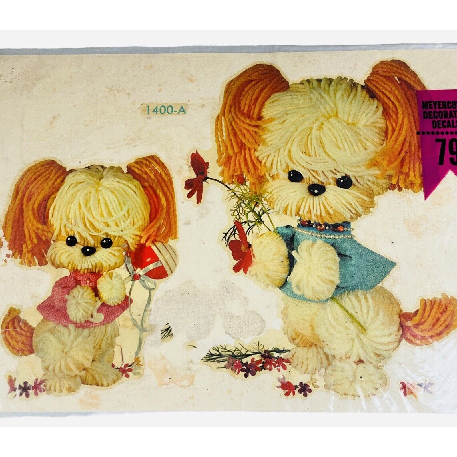 Autocollant Décalcomanie Vintage Meyercord - Fil Chiot Chien - Art Kitsch Années 70