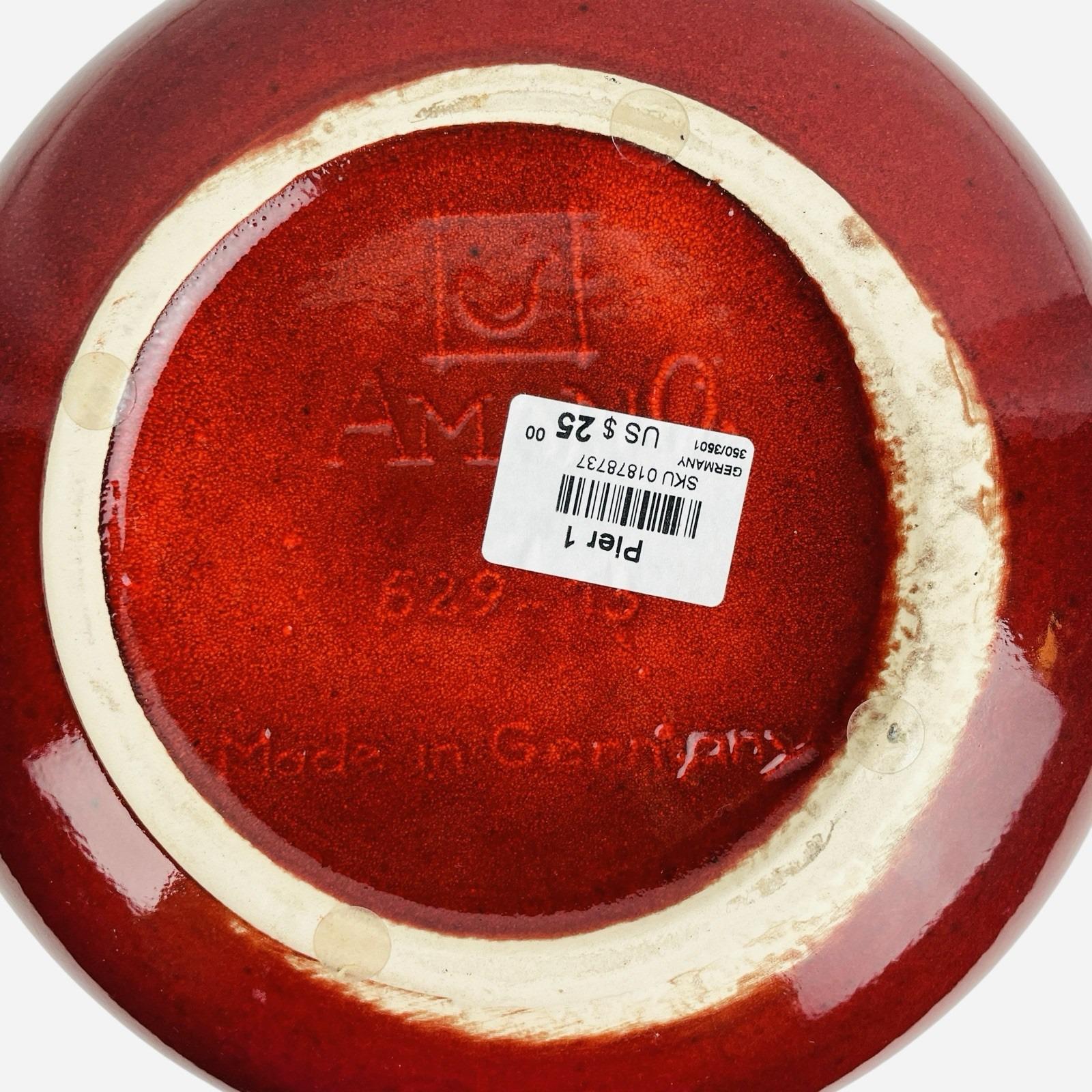 Vintage Amano Germany Pier 1 Import Round Red Short Vase Pottery