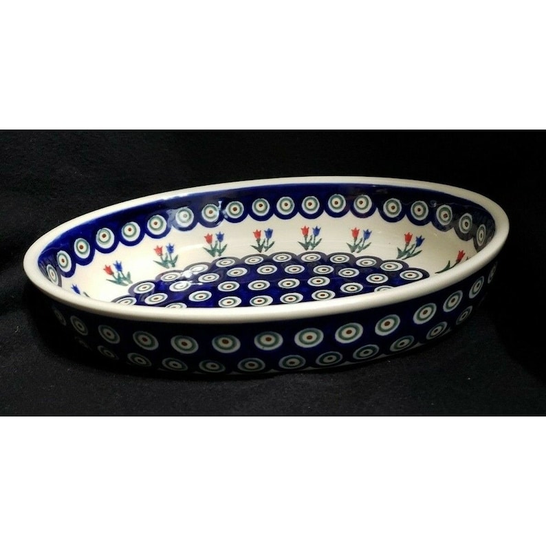 Ceramika Artystyczna Boleslawiec Polish Pottery Ceramic Oval Baker - Thumbnail 2