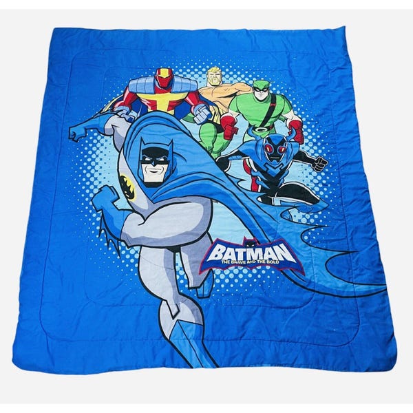 RARE Batman The Brave and The Bold Comforter TWIN 84 x 74 Quilt Bed Topper Heavy
