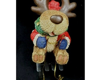 Santa Reindeer Moose Sled 4" Figurine Christmas Decor Winter Coat Mittens Funny