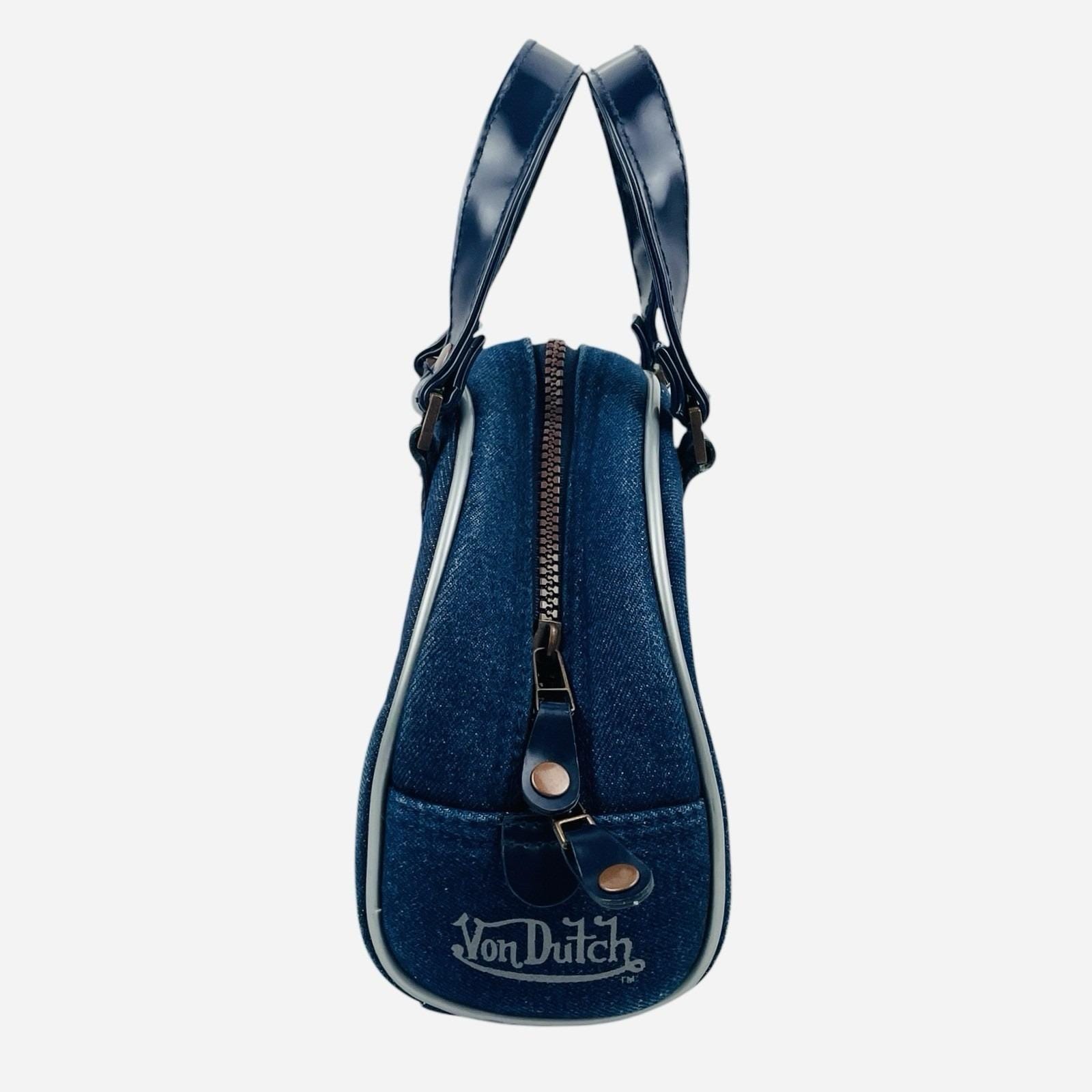 RARE Vintage 2000s Von Dutch Denim Mini Bowling Bag Purse Y2K