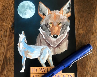 Howling at the Moon Coyote Postcard/Print