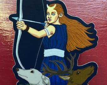 Artemis Greek Goddess of the Hunt, the Moon, and the Wild Vinyl Sticker