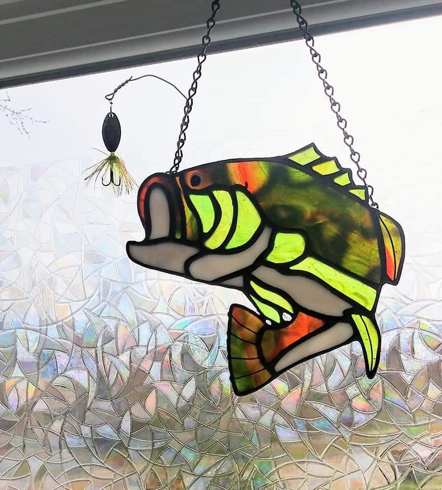 Stained glass large mouth bass Etsy