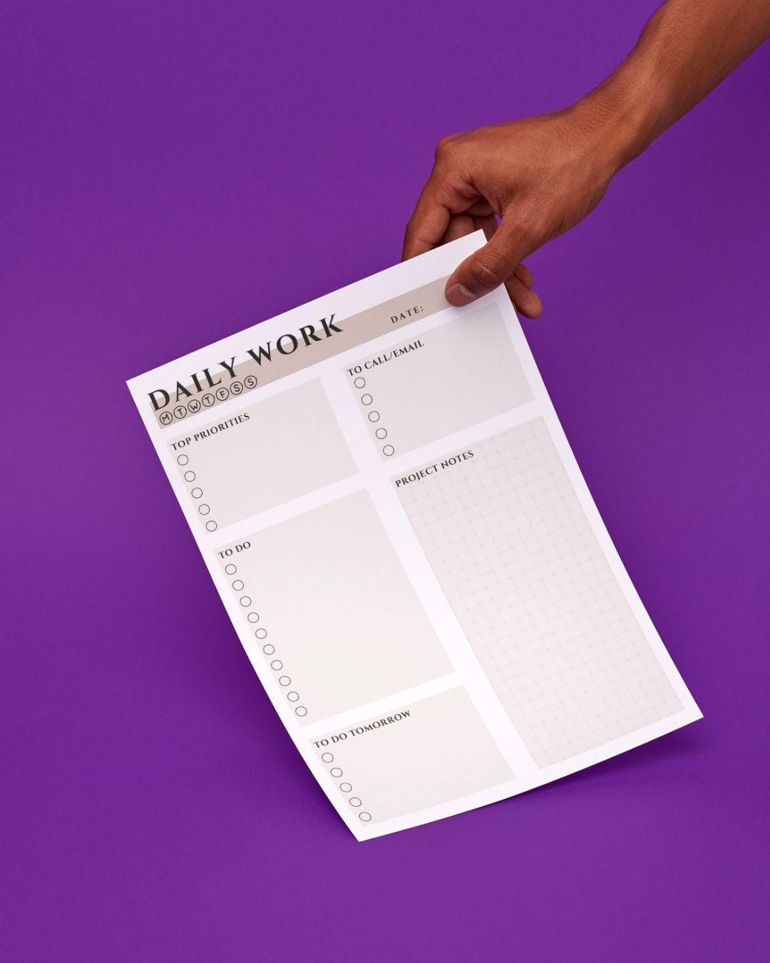 Daily Work Planner Printable | Minimal Daily to Do List | Productivity ...