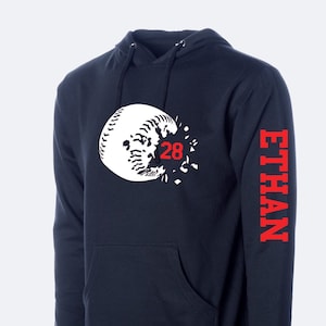 Custom Baseball Hoodie | Personalize with Player Number and Name | Baseball Gift Ideas | Baseball Sweatshirts | Baseball Apparel | Softball