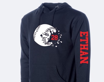 Custom Baseball Hoodie Personalize With Player Number and Name