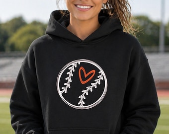 Baseball Heart Sweatshirt | Custom Baseball Hoodie | Baseball Mom | Soft Fleece Hoodie | Baseball Mom Gift Ideas
