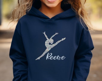 balletto da ragazza personalizzato cristallo Gymnast balle hoodie Body da danza jumper con cappuccio (K) by Varsany, Bambino, Black-Pink, 7-8 anni