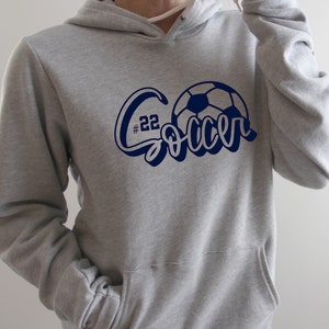Custom Soccer Sweatshirt | Personalize with Team Colors and Player Number | Soccer Mom | Soccer Hoodie | Soccer Apparel | Kids Soccer