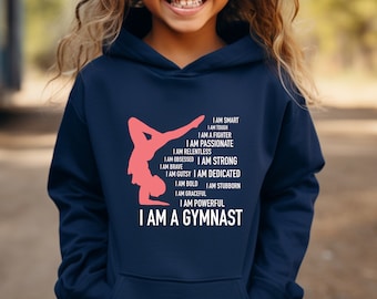 I Am a Gymnast Word Hoodie | Custom Gymnastics Sweatshirt | Personalize with Colors and Name | Girls Gymnastics Shirt | Gymnastics Gift Idea
