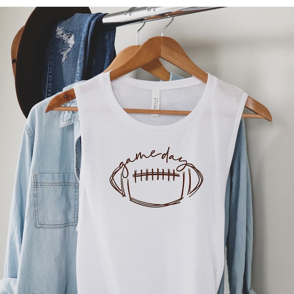 Custom Football Game Day Tank | Custom Football Shirts | Bella Canvas Muscle Tank | Football Mom | Cute Football Tanks | Football Team Gear