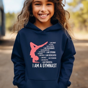 I Am a Gymnast Word Hoodie | Custom Gymnastics Sweatshirt | Personalize with Colors and Name | Girls Gymnastics Shirt | Gymnastics Gift Idea
