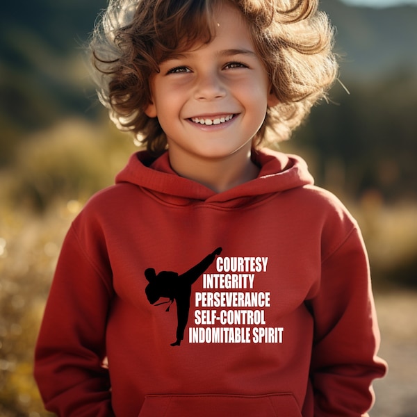 Taekwondo Sweatshirt | Custom Taekwondo Hoodie | Girls Taekwondo | Boys Taekwondo | Courtesy Integrity Perseverance Self Control