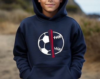 Dual Soccer Baseball Hoodie | Personalize with Color, Player Name or Number | Baseball Shirts | Soccer Shirts | Soccer Baseball Split