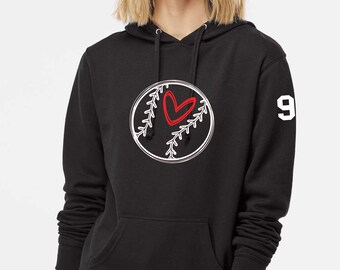 Baseball Heart Sweatshirt | Custom Baseball Hoodie | Baseball Mom | Soft Fleece Hoodie | Baseball Mom Gift Ideas
