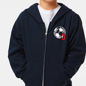 Custom Soccer Zip Up | Personalize with Player Name, Number, Color | Soccer Sweatshirt | Soccer Mom | Soccer Team Gear | Custom Soccer