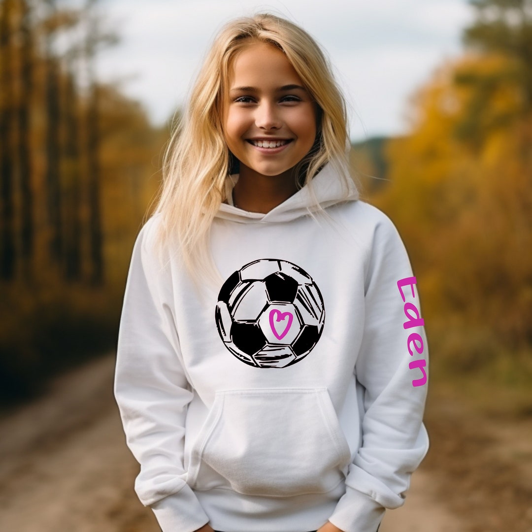 Custom Soccer Sweatshirt, Personalize With Colors and Name, Girls