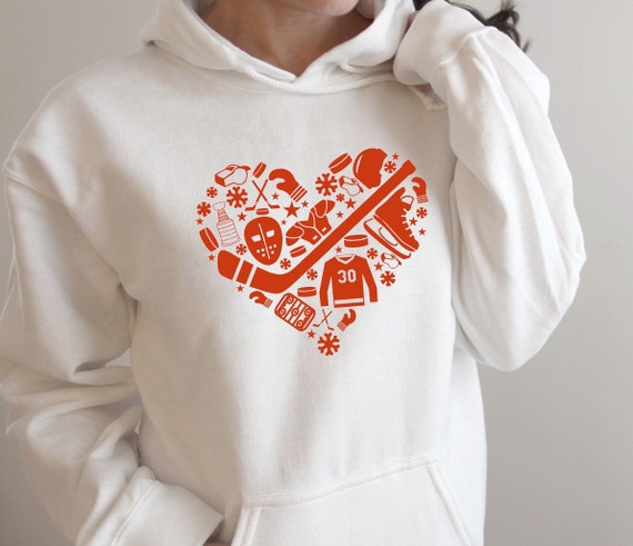 Hockey Heart | Customize With Your Player Number | Soft Fleece Hoodie | Hockey Mom | Hockey Holidays | Christmas | Hockey Gift Ideas