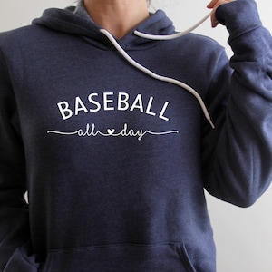 Baseball All Day | Custom Baseball Hoodie | Personalize with Color & Player Number | Baseball Heart | Baseball Mom | Baseball Mom Gift Idea