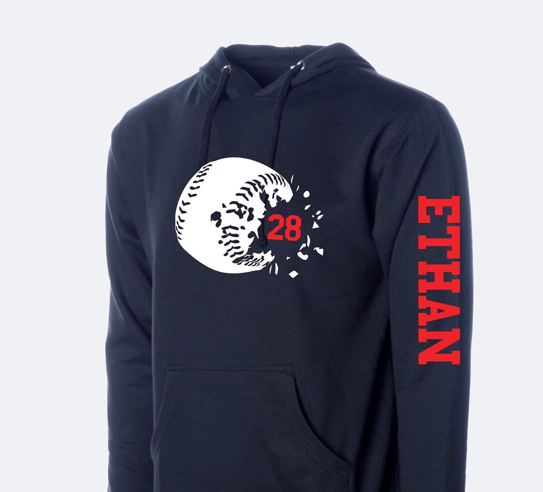 Custom Baseball Hoodie Personalize With Player Number and Name Baseball