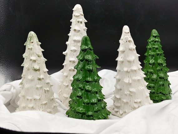 White Christmas Tree, Ceramic, Farmhouse Style