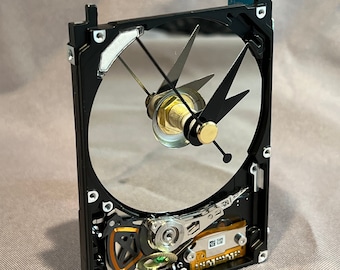 Recycled Laptop Hard Drive Desk Clock, Eco-Friendly IT Gift