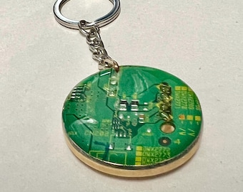 Recycled Circuit Board Keyring - Computer Geek Gift