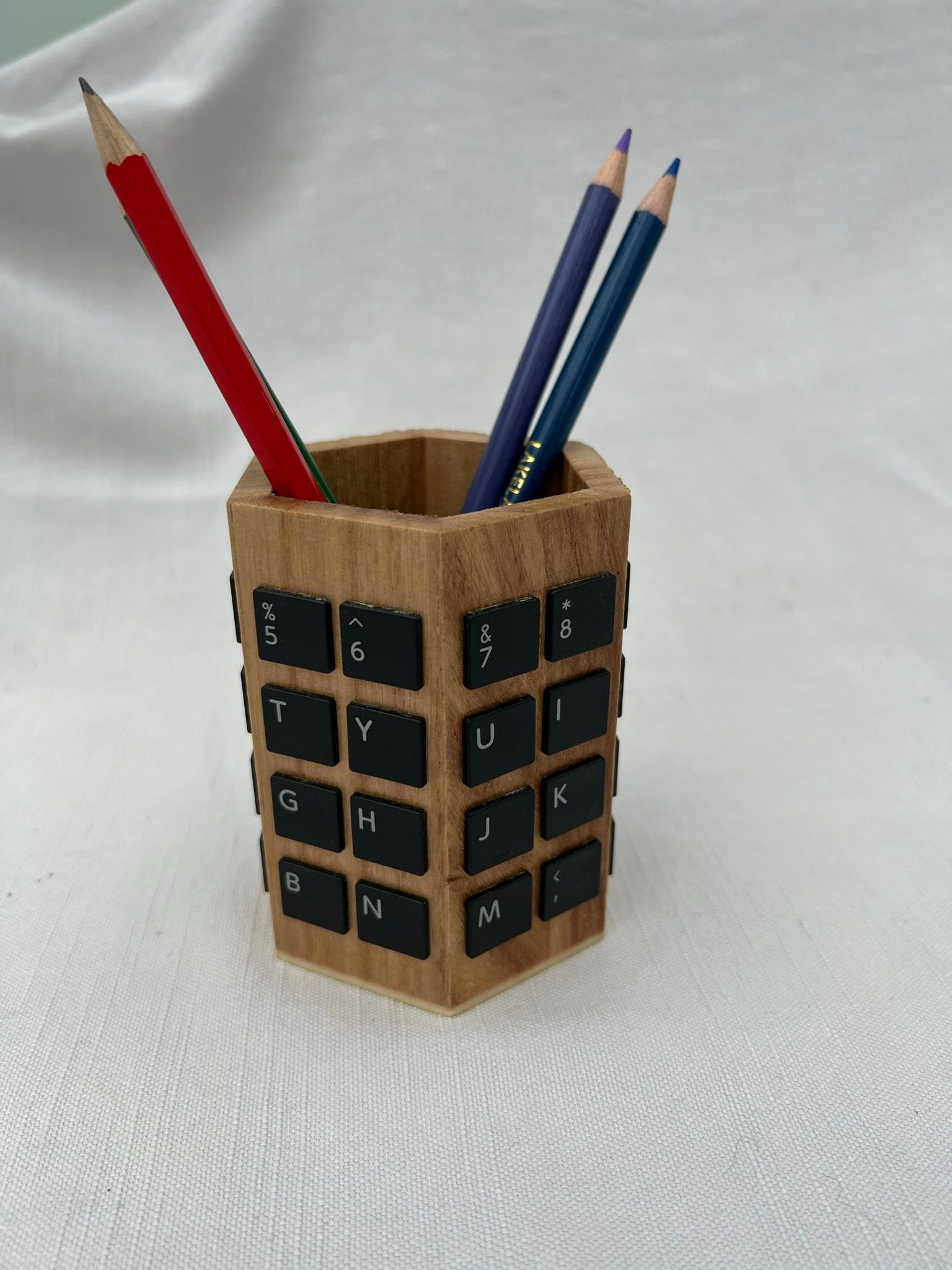 Wooden Desk Pen/pencil Pot Covered With Recycled Laptop Keys & Clear ...
