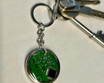 Recycled Circuit Board Keyring: Computer Geek Gift
