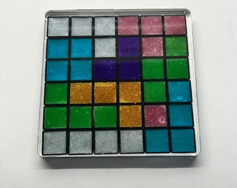 Recycled computer keys coaster, based on Tetris: Resin Tech Gift