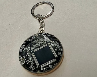 Recycled Computer Circuit Board Keyring - Geek Gift