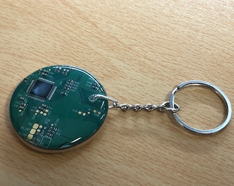 Recycled computer circuit board keyring/keyfob. Ideal gift for computer geek programmer secret Santa gamer brother father engineer
