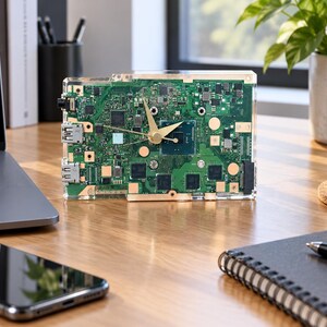 Recycled Computer Circuit Board Desk Clock: Eco-Friendly Tech Gift