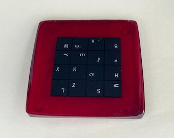 Recycled Computer Key Coaster: Red Resin Tech Gift