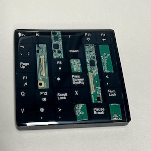 Recycled computer keys & circuit board coaster: Resin Tech Gift